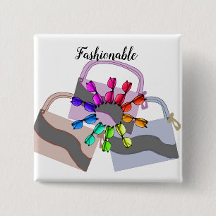 Bóton Quadrado 5.08cm Botão Bolsas e óculos moveis