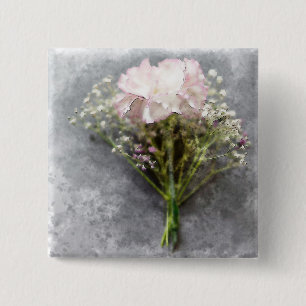 Bóton Quadrado 5.08cm Botão Bonito de Pino - Chrysanthemum Rosa