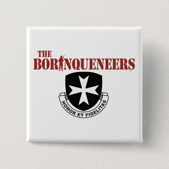 Bóton Quadrado 5.08cm Botão - Borinqueneers quadrado (Frente)