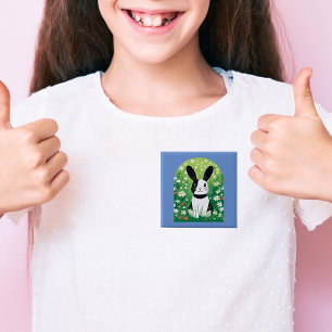 Bóton Quadrado 5.08cm Botão Branco e Negro