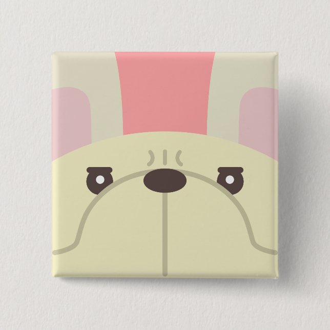 Bóton Quadrado 5.08cm Botão Bulldog Francês (Frente)