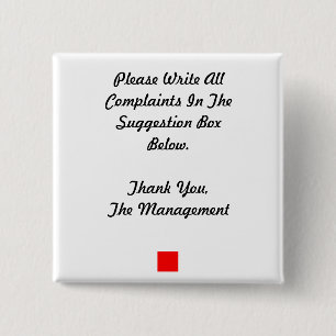 Bóton Quadrado 5.08cm Botão Caixa de Sugestão