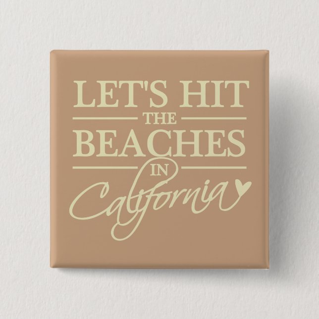 Bóton Quadrado 5.08cm botão California Beaches (Frente)