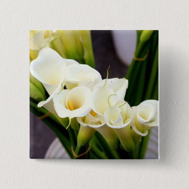 Bóton Quadrado 5.08cm botão calla lily buquê (Frente)
