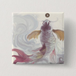 Bóton Quadrado 5.08cm Botão Carpa Fome De Riqueza