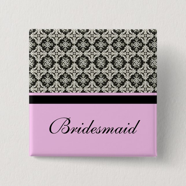 Bóton Quadrado 5.08cm botão casamento tema damasco (Frente)