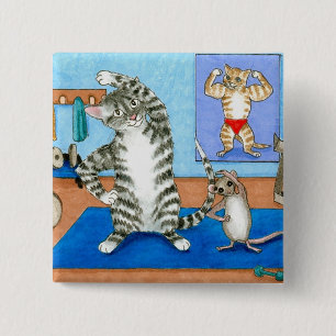 Bóton Quadrado 5.08cm botão cat 458