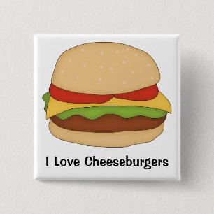 Bóton Quadrado 5.08cm Botão Cheeseburger