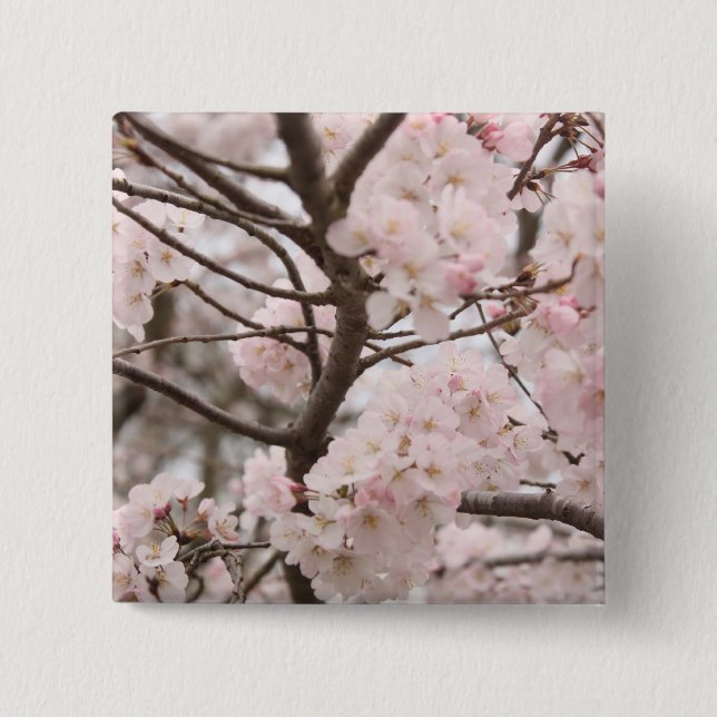 Bóton Quadrado 5.08cm Botão Cherry Blossom (Frente)
