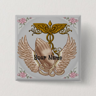 Bóton Quadrado 5.08cm botão Christian Hands Nurse