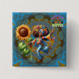 Bóton Quadrado 5.08cm Botão Colorir-Me Hippie Chic Manter Calmo