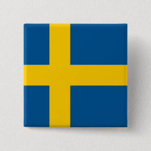Bóton Quadrado 5.08cm Botão com a bandeira da suecia