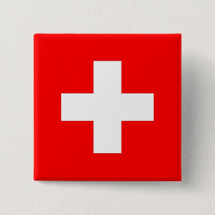 Bóton Quadrado 5.08cm Botão com a bandeira da suiça