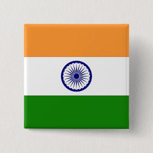 Bóton Quadrado 5.08cm Botão com a bandeira de India
