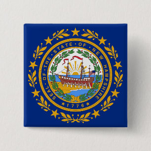Bóton Quadrado 5.08cm Botão com a bandeira de New Hampshire