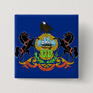 Bóton Quadrado 5.08cm Botão com a bandeira de Pensilvânia