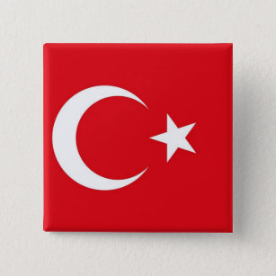 Bóton Quadrado 5.08cm Botão com a bandeira de Turquia