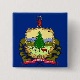 Bóton Quadrado 5.08cm Botão com a bandeira de Vermont