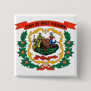 Bóton Quadrado 5.08cm Botão com a bandeira de West Virginia