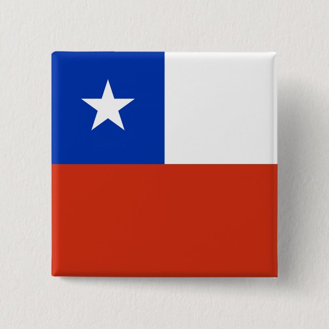 Bóton Quadrado 5.08cm Botão com a bandeira do Chile (Frente)