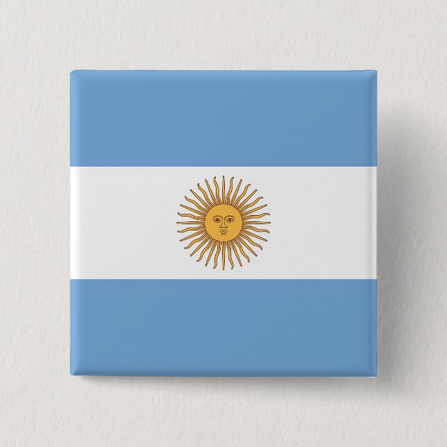 Bóton Quadrado 5.08cm Botão com Bandeira da Argentina (Frente)