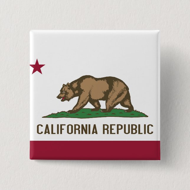 Bóton Quadrado 5.08cm Botão com Bandeira da Califórnia (Frente)
