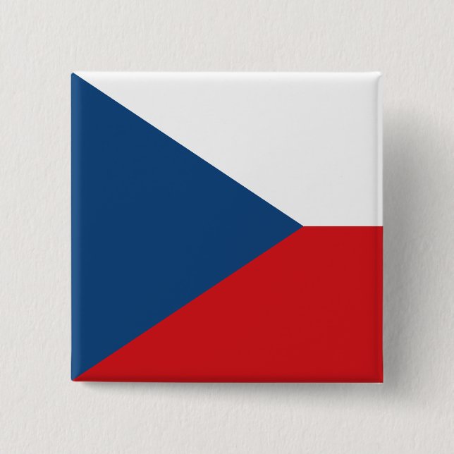 Bóton Quadrado 5.08cm Botão com Bandeira da Chéquia (Frente)