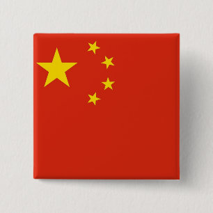 Bóton Quadrado 5.08cm Botão com Bandeira da China