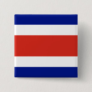Bóton Quadrado 5.08cm Botão com Bandeira da Costa Rica
