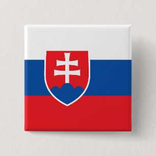 Bóton Quadrado 5.08cm Botão com Bandeira da Eslováquia