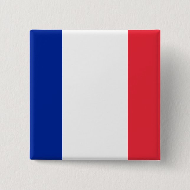 Bóton Quadrado 5.08cm Botão com Bandeira da França (Frente)