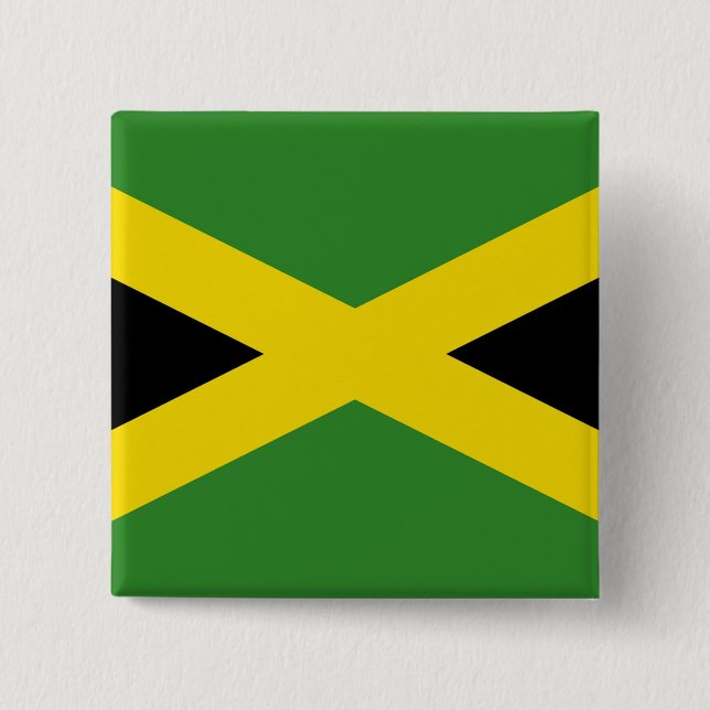Bóton Quadrado 5.08cm Botão com bandeira da Jamaica (Frente)