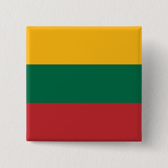 Bóton Quadrado 5.08cm Botão com Bandeira da Lituânia (Frente)