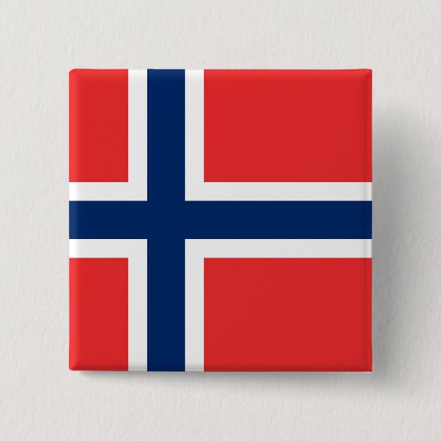 Bóton Quadrado 5.08cm Botão com Bandeira da Noruega (Frente)