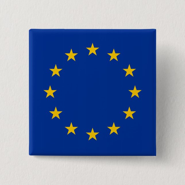 Bóton Quadrado 5.08cm Botão com bandeira da União Europeia (Frente)