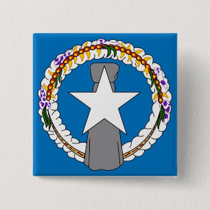 Bóton Quadrado 5.08cm Botão com bandeira das Ilhas Mariana Norte