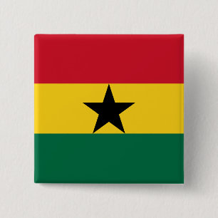 Bóton Quadrado 5.08cm Botão com Bandeira de Gana
