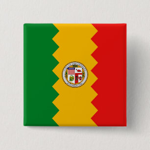 Bóton Quadrado 5.08cm Botão com Bandeira de Los Angeles, Califórnia