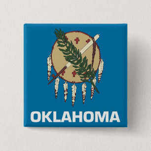 Bóton Quadrado 5.08cm Botão com Bandeira de Oklahoma
