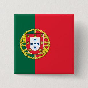 Bóton Quadrado 5.08cm Botão com Bandeira de Portugal