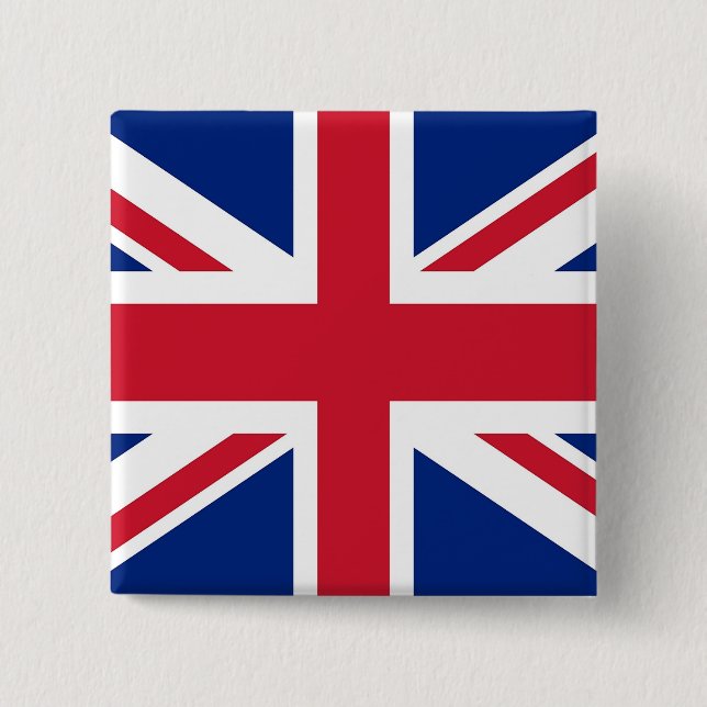 Bóton Quadrado 5.08cm Botão com bandeira do Reino Unido (Frente)