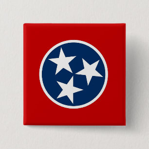 Bóton Quadrado 5.08cm Botão com Bandeira do Tennessee
