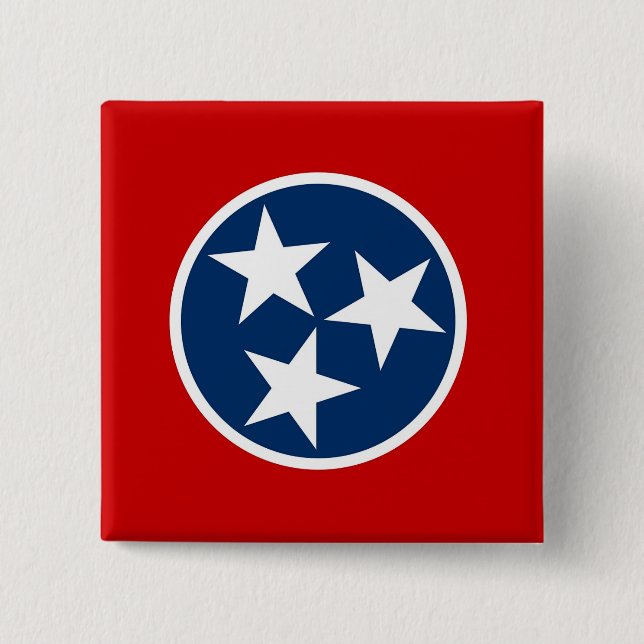 Bóton Quadrado 5.08cm Botão com Bandeira do Tennessee (Frente)