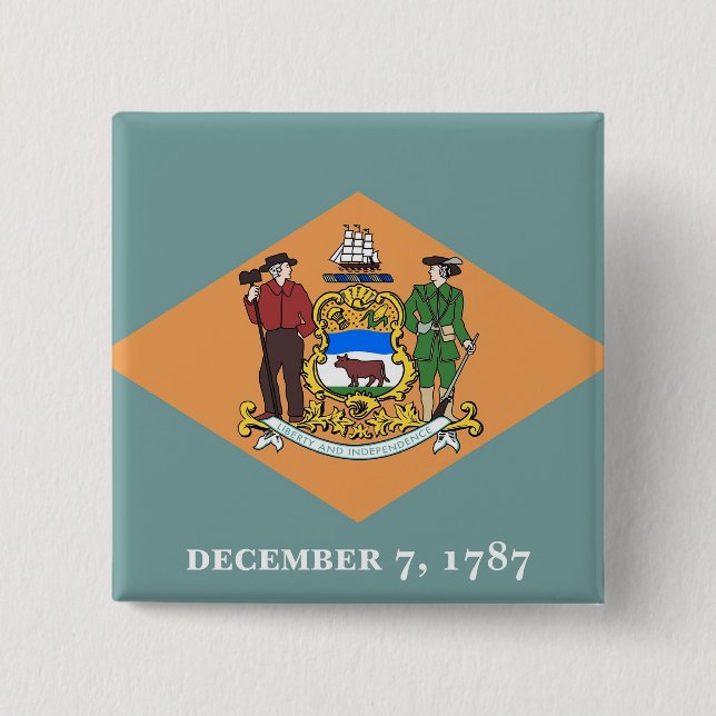 Bóton Quadrado 5.08cm Botão com Sinalizador de Delaware (Frente)