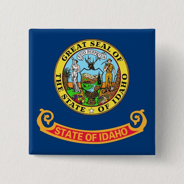 Bóton Quadrado 5.08cm Botão com Sinalizador de Idaho (Frente)