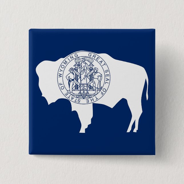 Bóton Quadrado 5.08cm Botão com Sinalizador de Wyoming (Frente)