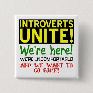 Bóton Quadrado 5.08cm Botão Cômico de Unir Introvertidos Distintivo Pino