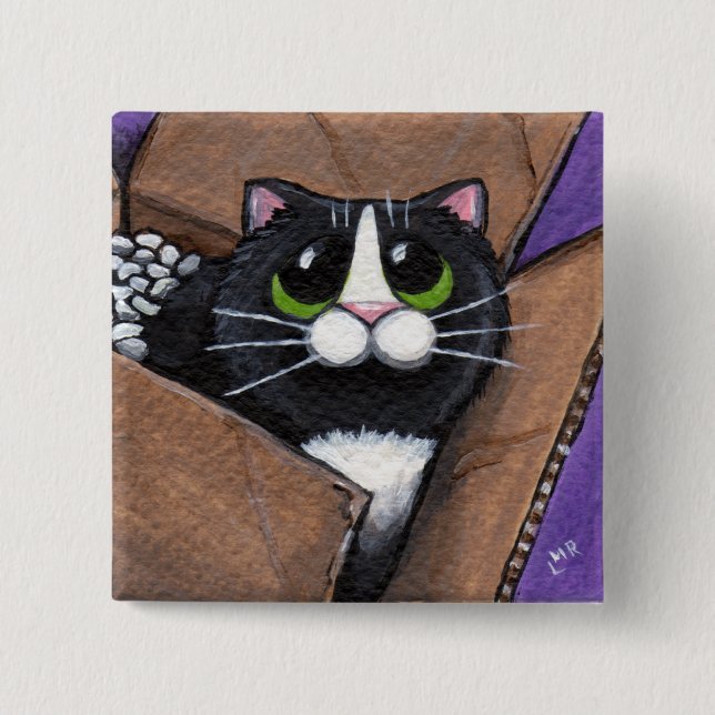 Bóton Quadrado 5.08cm Botão completo do gato da caixa O (Frente)