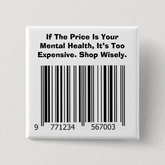 Bóton Quadrado 5.08cm Botão comprar com sabedoria (Frente)