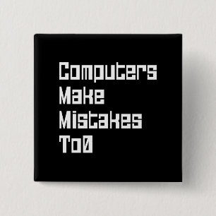 Bóton Quadrado 5.08cm Botão Computadores Cometem Erros em0